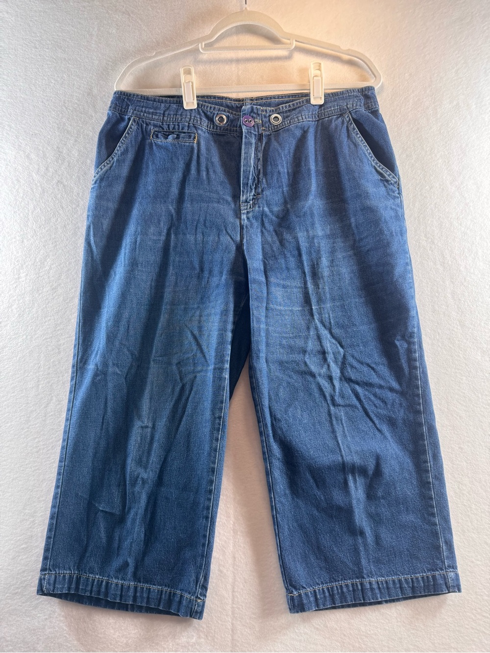 Baxter & Wells Denim Capri Pants Womens 12P Petite Blue Elastic Back Cotton